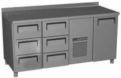 Охлаждаемый стол полюс t70 m3-1 (3gn/nt полюс) с бортом 9006-2 корпус серый 1 дверь, 6 ящ